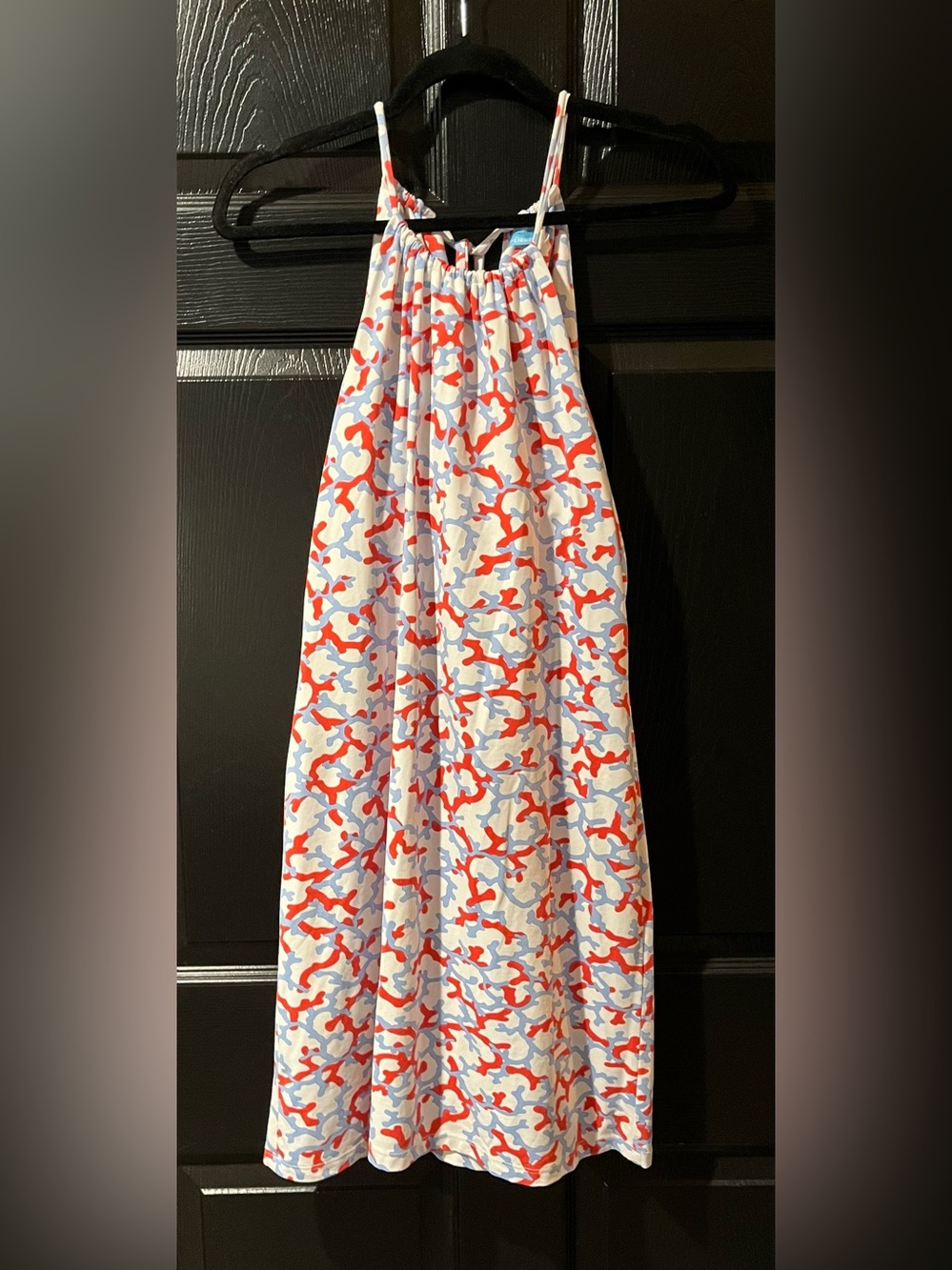 J. McLaughlin Red and Blue Sea Coral Print Halter Dress